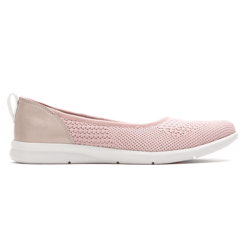 Slip-Ons Rockport Mujer Mexico - Ayva Washable Knit Ballet Rosas - NTSGV4596